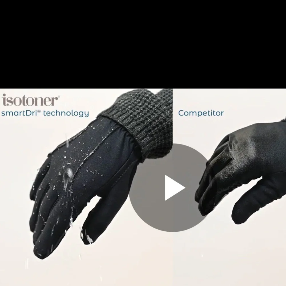 NWT Isotoner Sleek Heat Black Mittens with SmartDri &‎ Touchscreen Technology